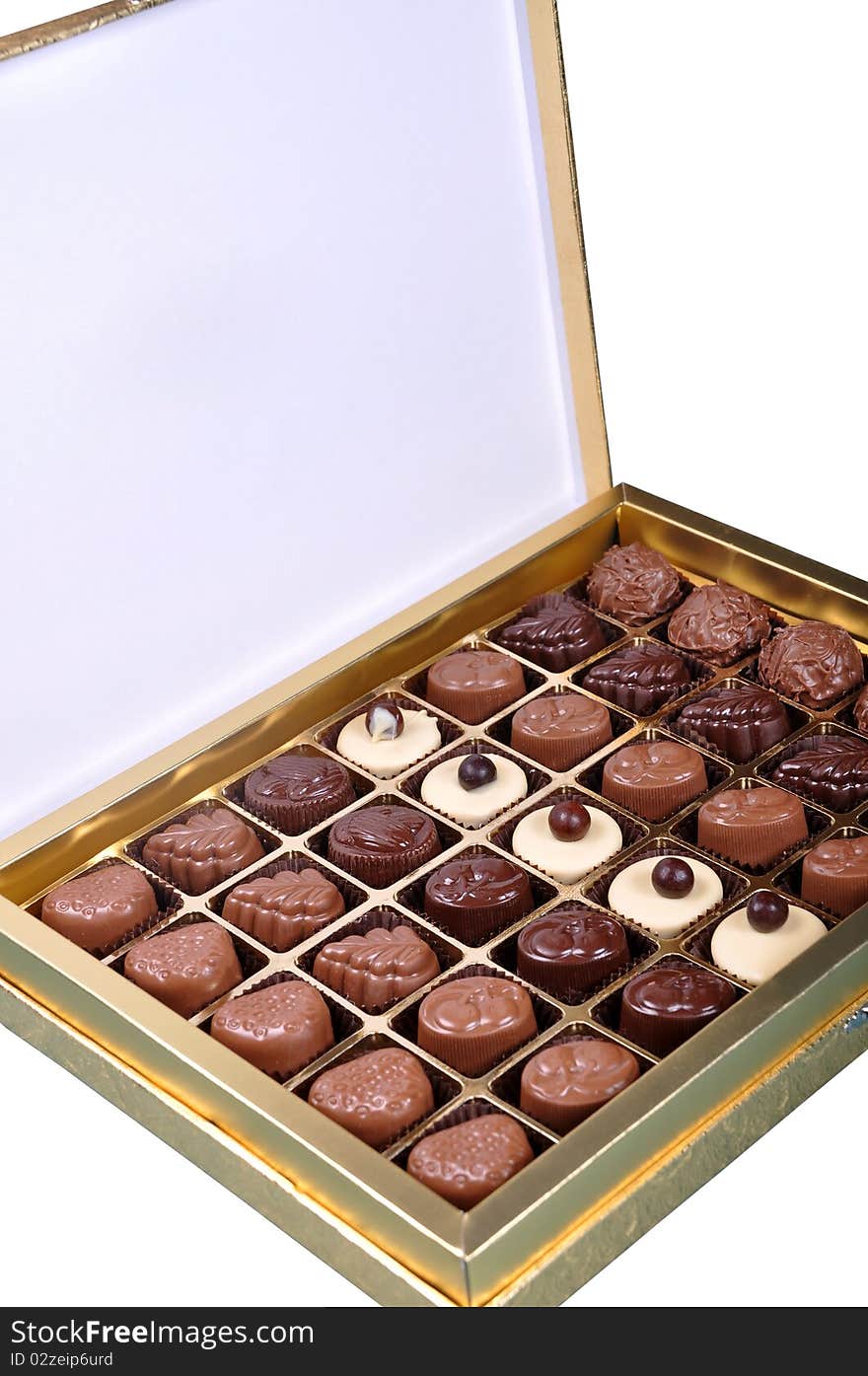 Chocolate candies in a box