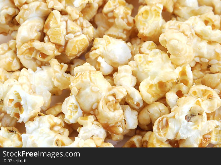 Pile of fresh popcorn filling the frame