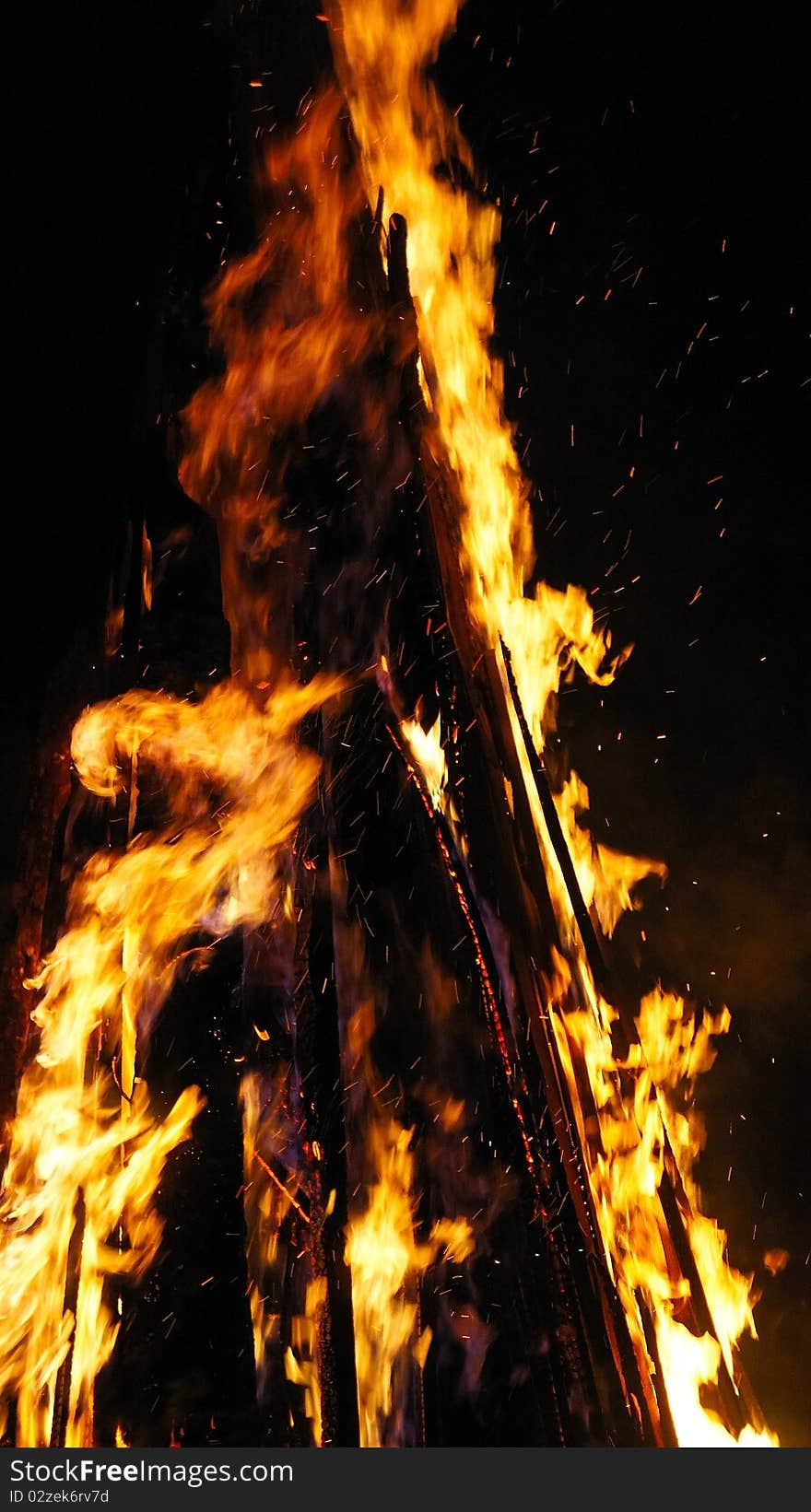 Wood fire on a black background