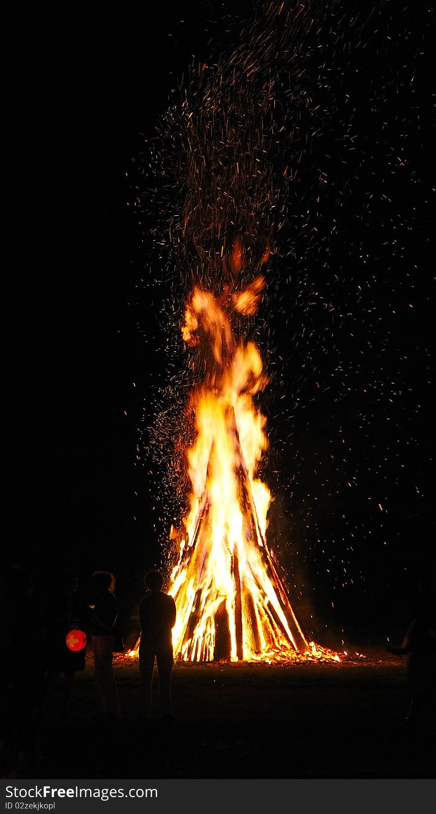 Wood fire on a black background