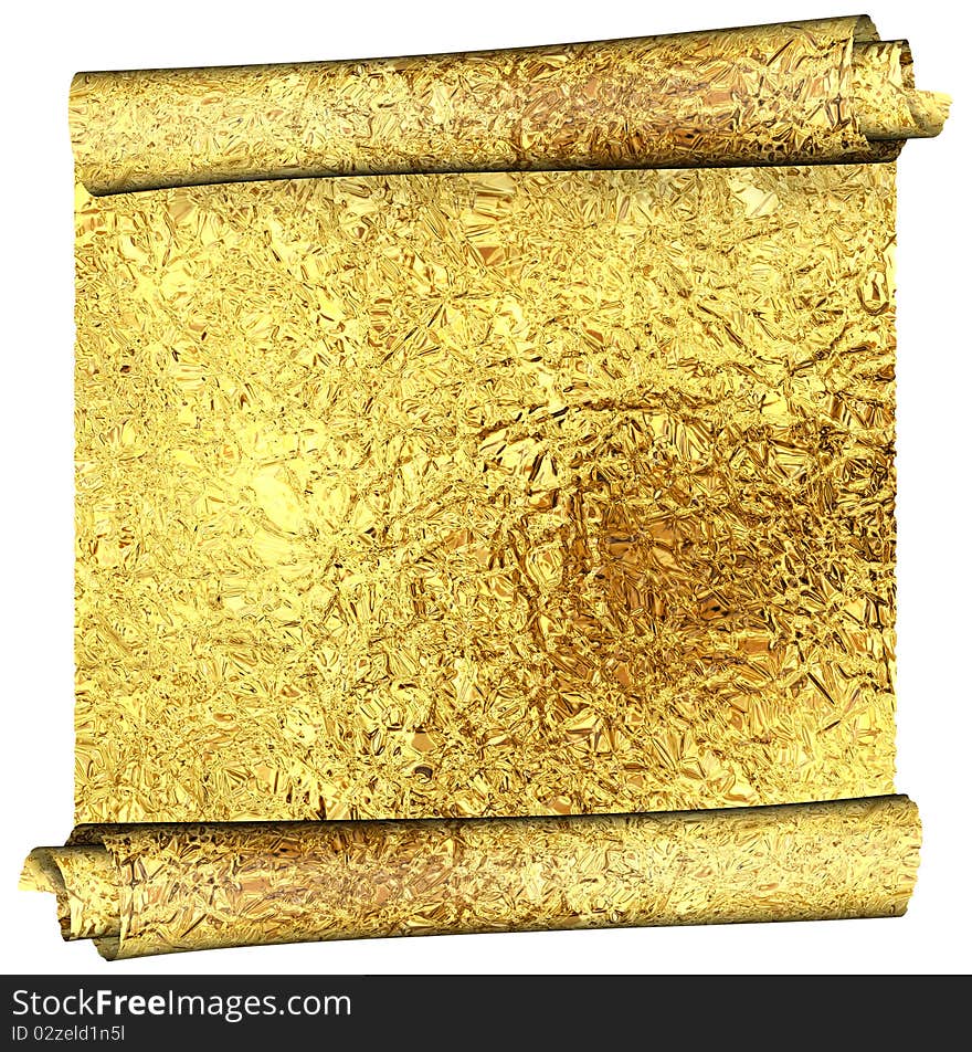 Yellow gold foil roll - detailed. Yellow gold foil roll - detailed