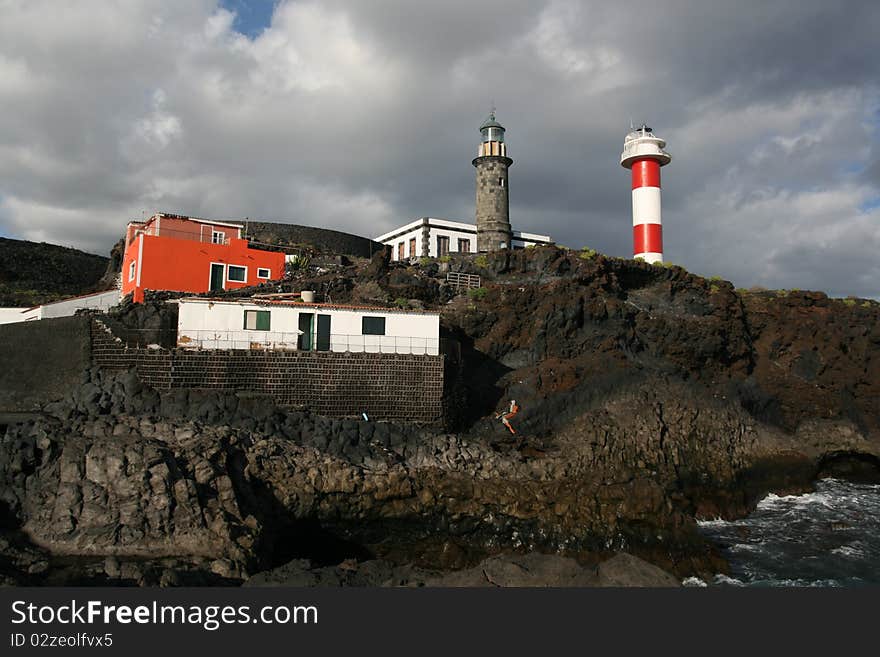 La Palma lighhouse as see from the ocean. La Palma lighhouse as see from the ocean