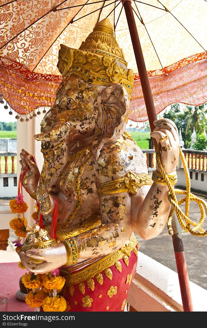 Lord Ganesha statue in temple, Thailand.