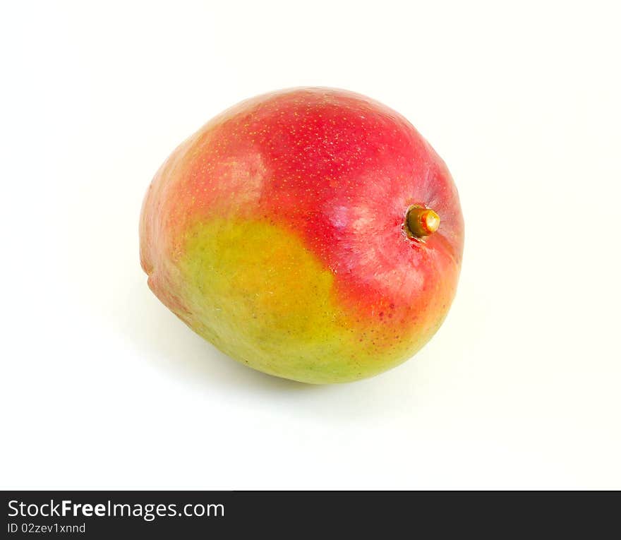 Ripe mango on white background