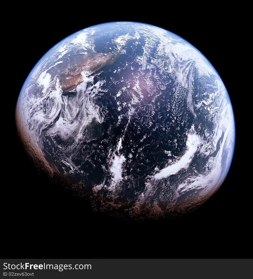 Rendered 3d model of Earth on black background