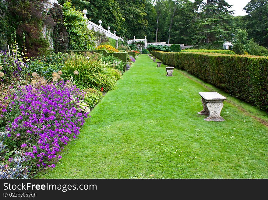 Royal gardens in Dunrobin Castle, Scotland