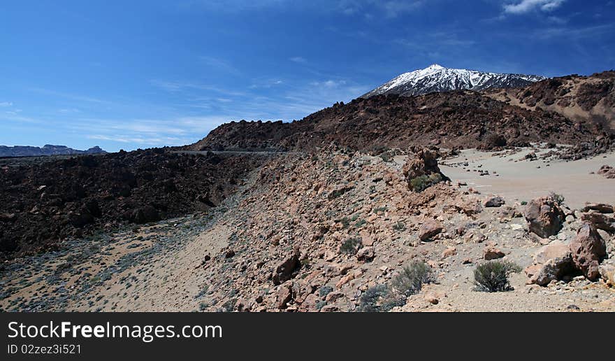 Near the eruption zone of an active volcano, Teide, seen in the background. Near the eruption zone of an active volcano, Teide, seen in the background.