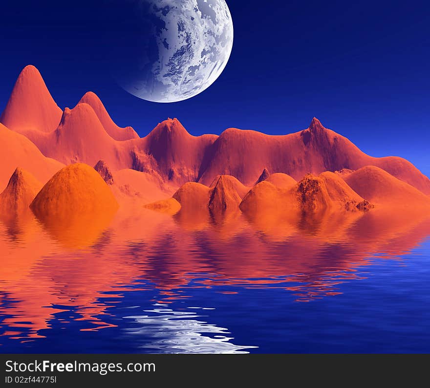 Very bright and colorful space landscape