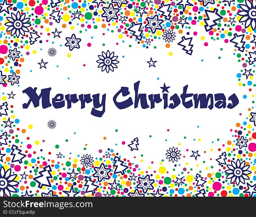 Christmas card with the inscription, Merry Christmas, background cards consist of confetti. Christmas card with the inscription, Merry Christmas, background cards consist of confetti