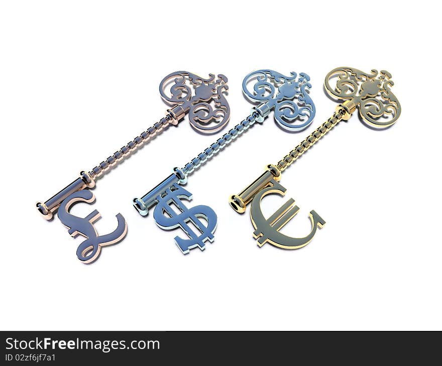 Keys in the form of monetary symbols