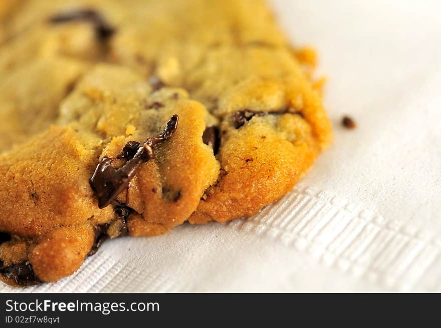 Closeup of chocolate cookie texture .