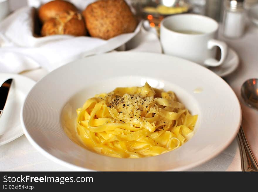 Traditional Italian fettuccine cuisine