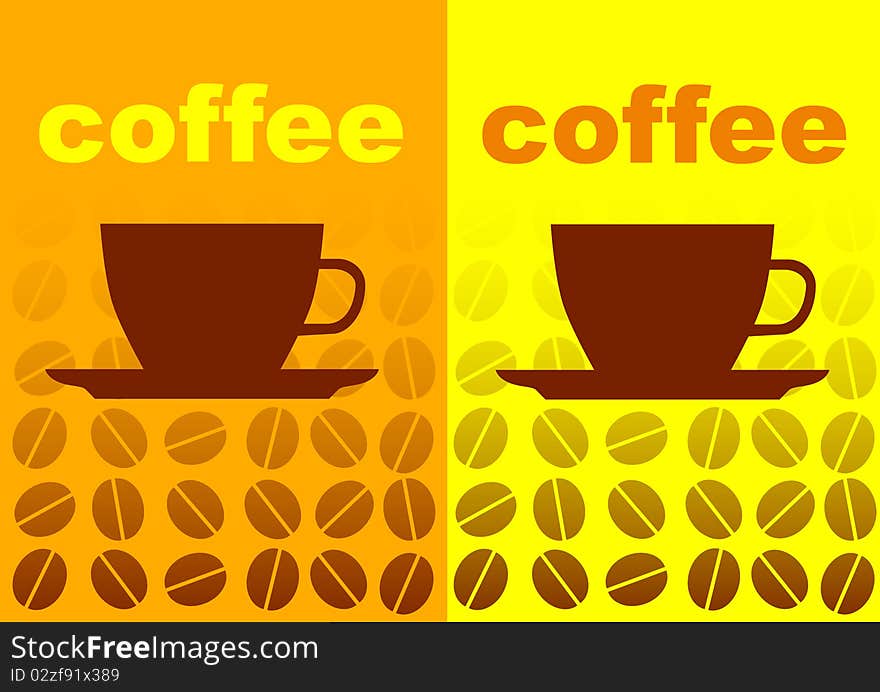 Two brown cups on a abstract background. Two brown cups on a abstract background