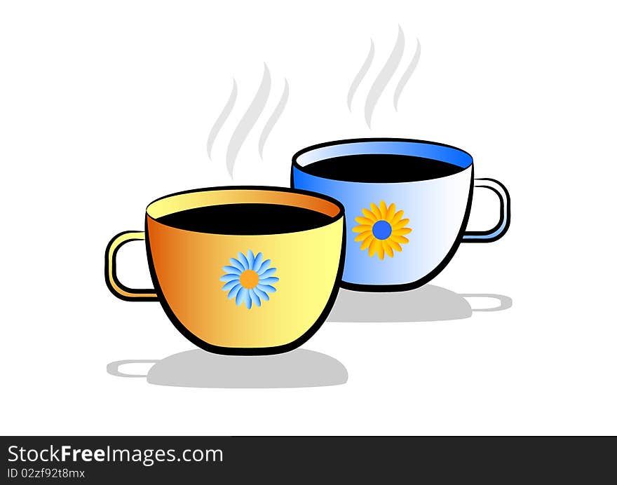 Two cups on a white background. Two cups on a white background