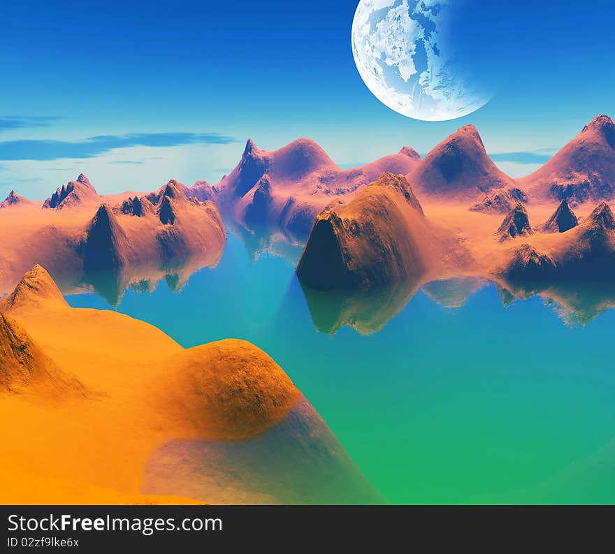 Very bright and colorful space landscape