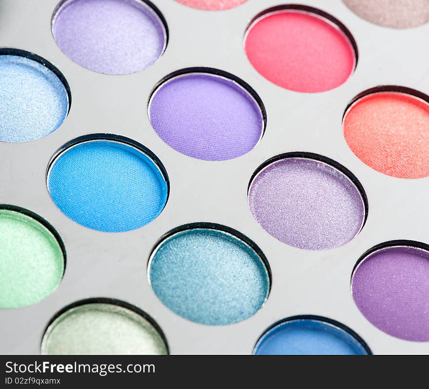 Colored eye shadows close up