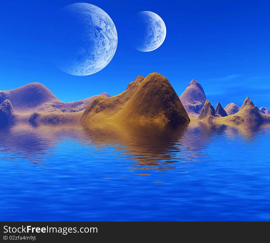 Very bright and colorful space landscape