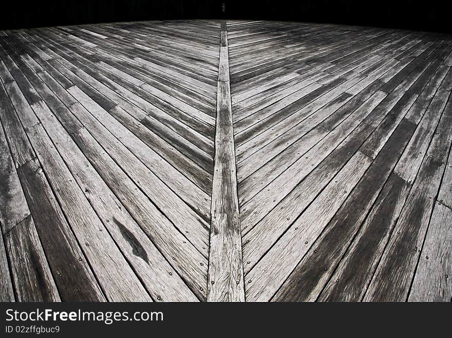 Weathered outdoor diagonal timber deck