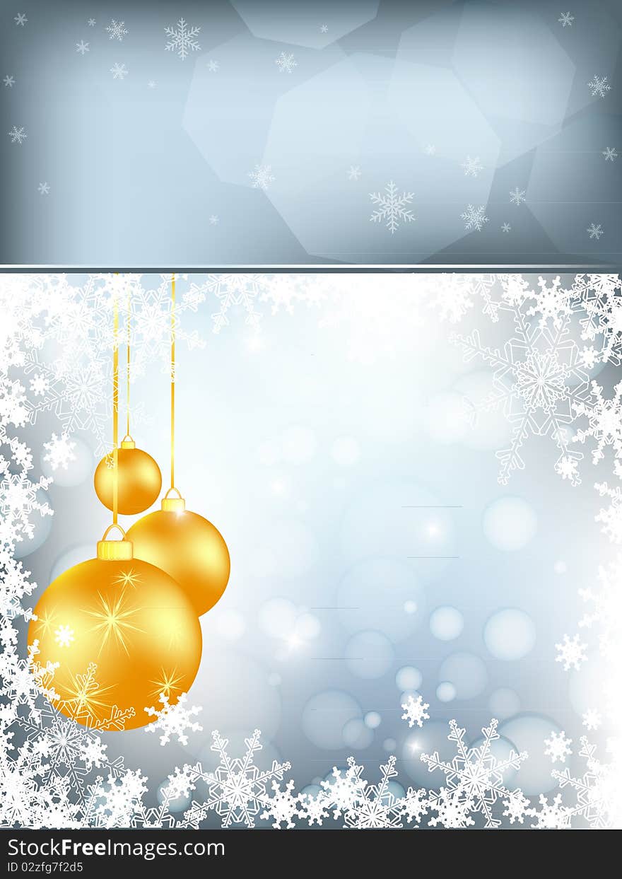 Elegant background with snowflakes and decoration. Elegant background with snowflakes and decoration