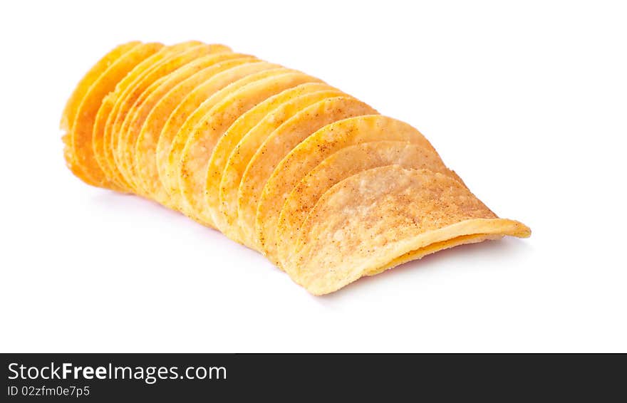 Potato chips, isolated on white