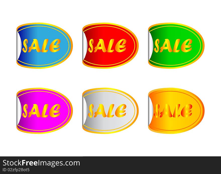 Colored stickers on a white background