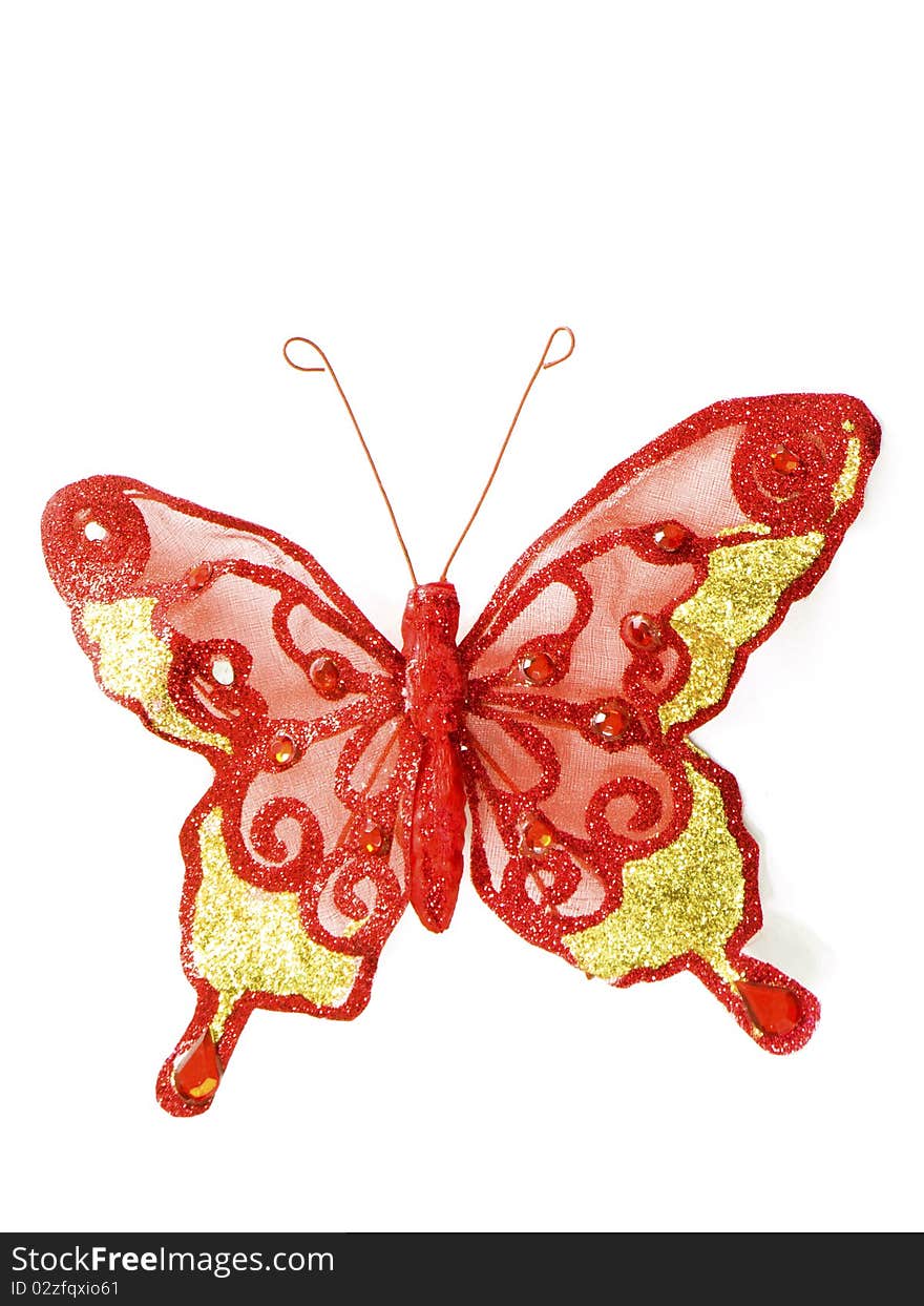 Red butterfly isolated on white background