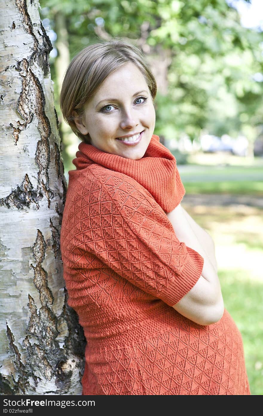 Beauty - the happy woman at a white birch. Beauty - the happy woman at a white birch