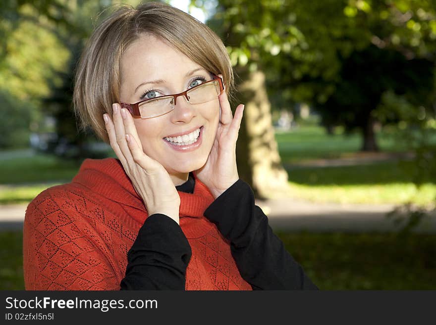 Beautiful blonde in the glasses. Beautiful blonde in the glasses