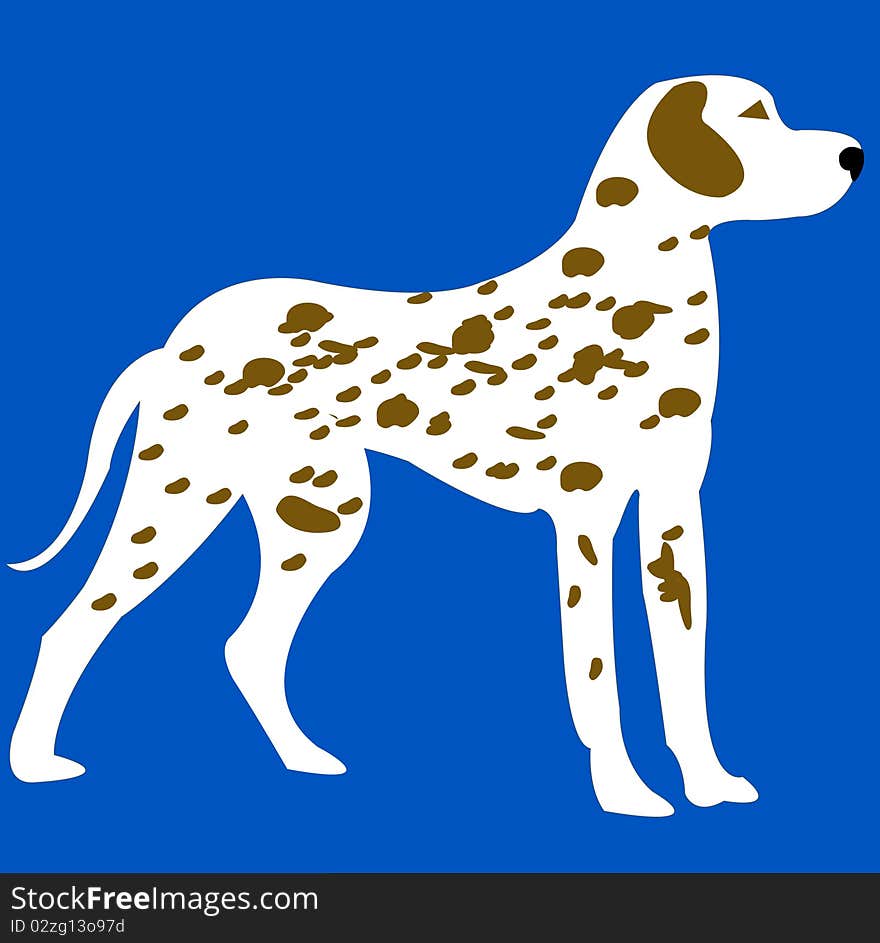 Blanching with spot dog on turn blue background