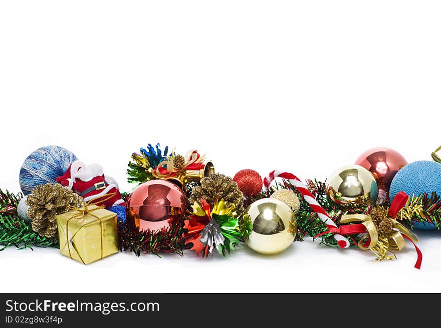 Christmas ornaments isolated on white background