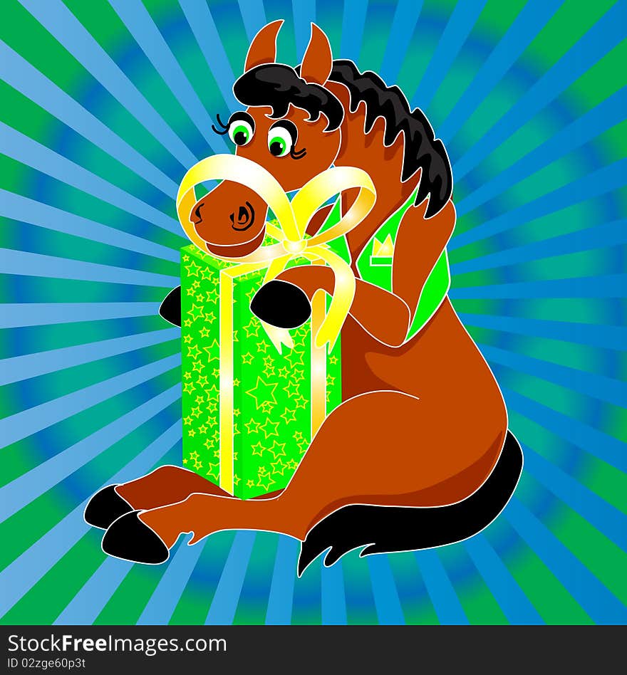 Sits A Horse In A Waistcoat With A Gift