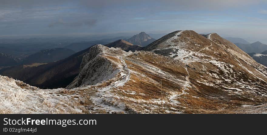 New snow highlight hiking trails in Mala Fatra mountains, (Slovakia). New snow highlight hiking trails in Mala Fatra mountains, (Slovakia)