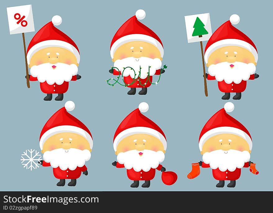 Santa with banners, with snowflake, with socks, with garland 2011. EPS. Full editable. Santa with banners, with snowflake, with socks, with garland 2011. EPS. Full editable.