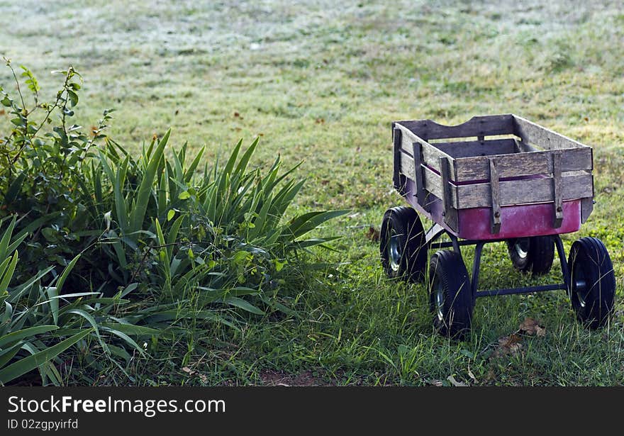 Child s toy wagon at dawn