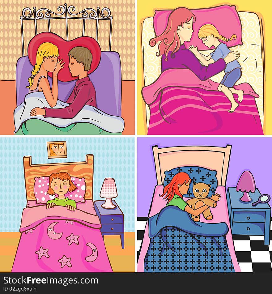 Set of sleeping illustration vector