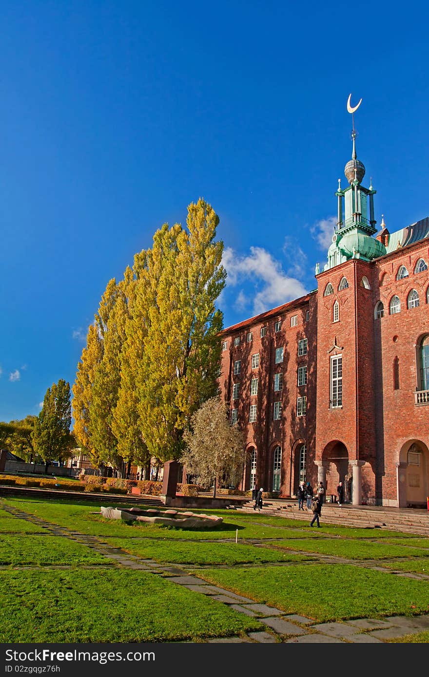 Cityhall in Stockholm, Sweden: Beautiful photograph in autumn with vivid colours