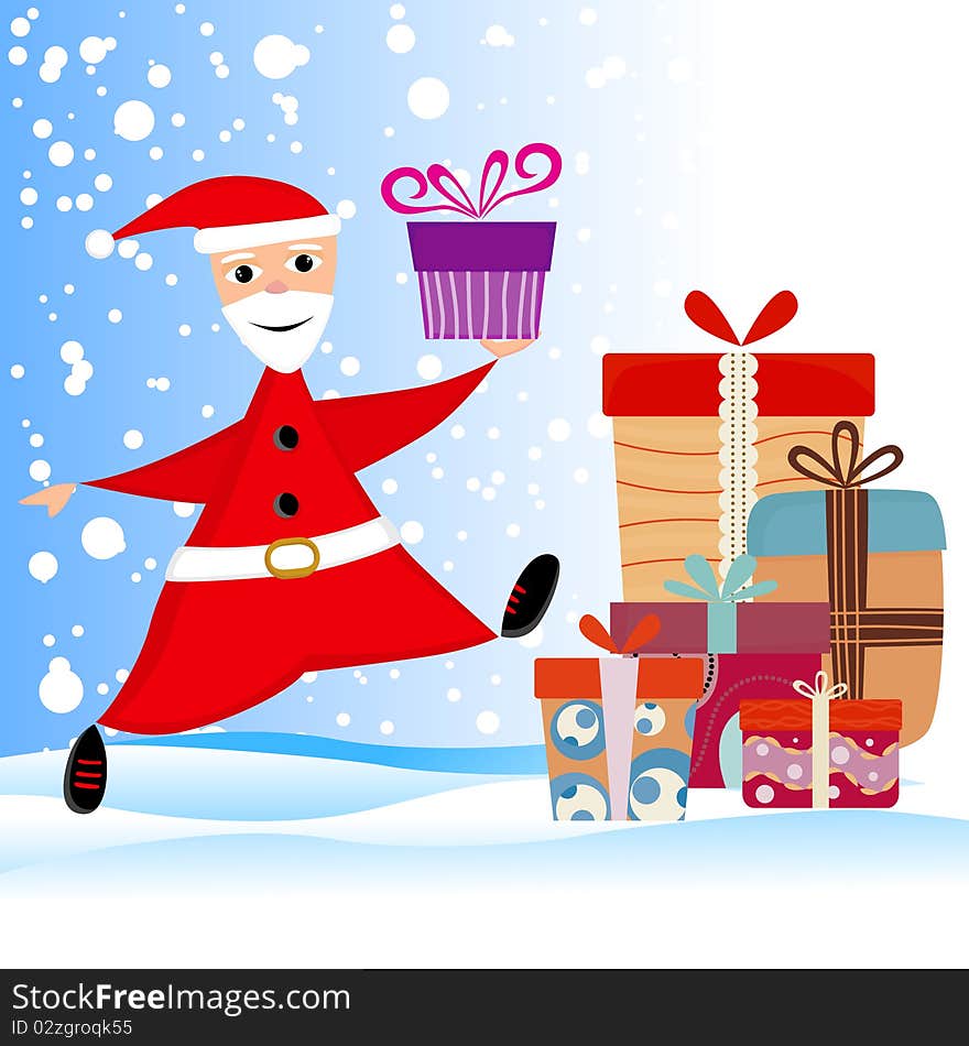 Santa claus with gifts illustration vector