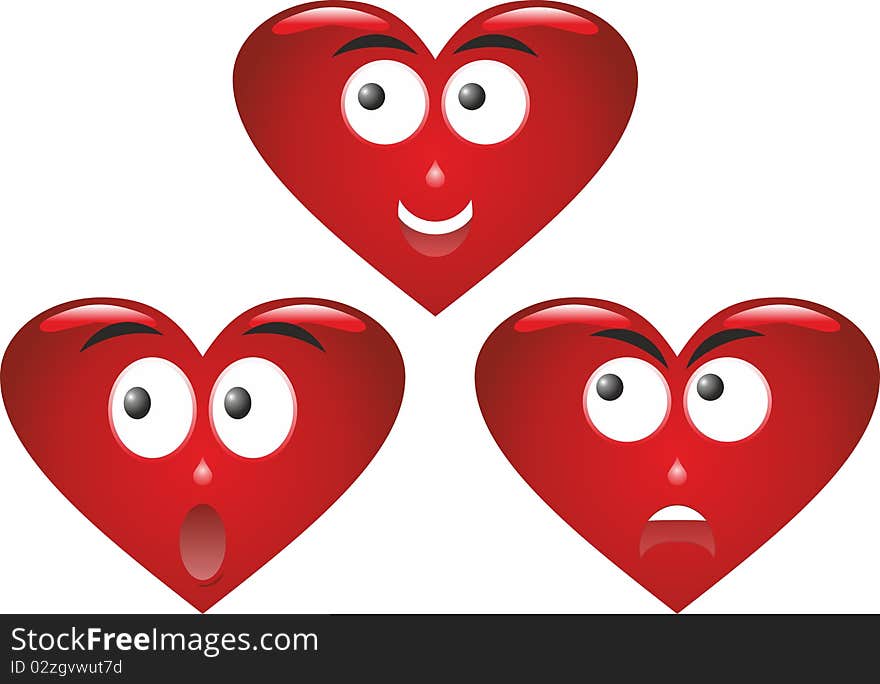 Heart symbol with different emotions