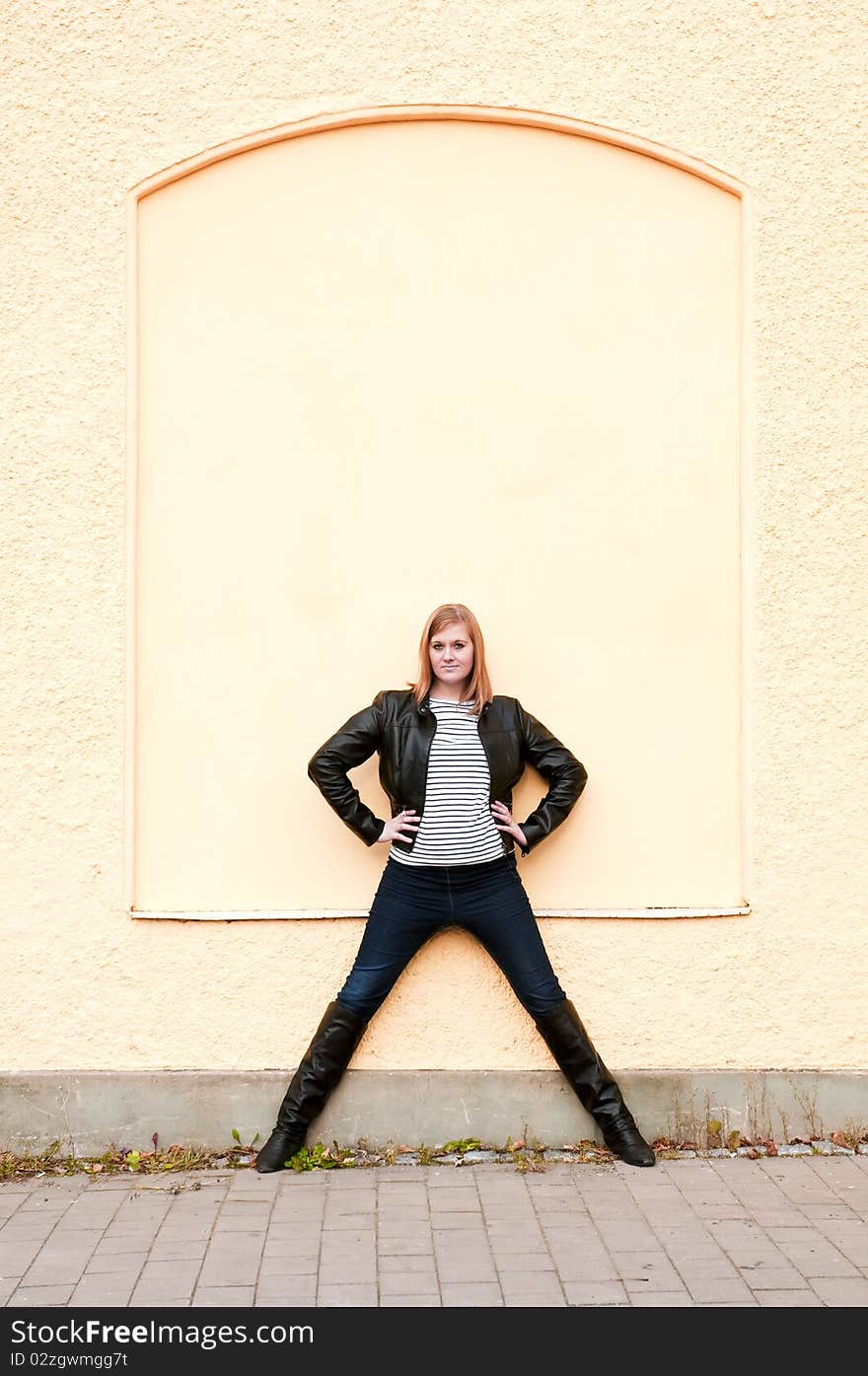 Girl And Yellow Wall