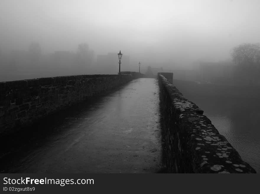 Foggy morning on some old bridge