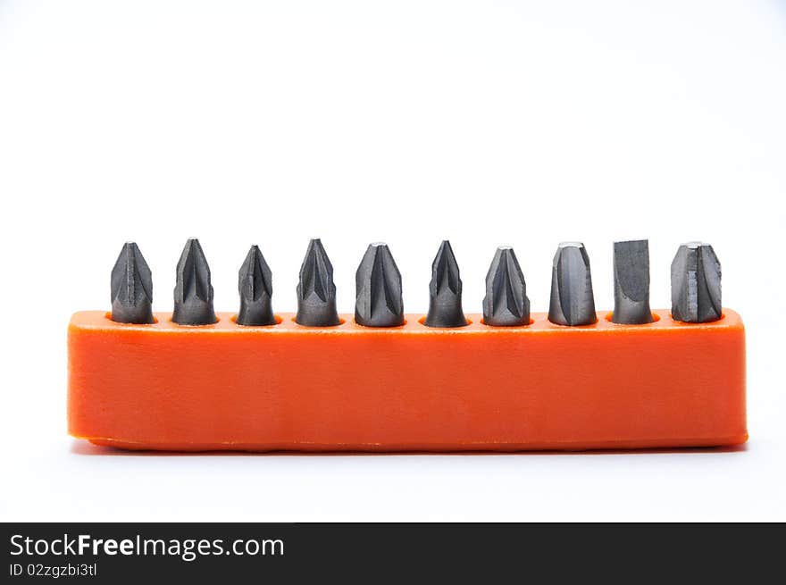 Screwdriver's heads in orange organizer