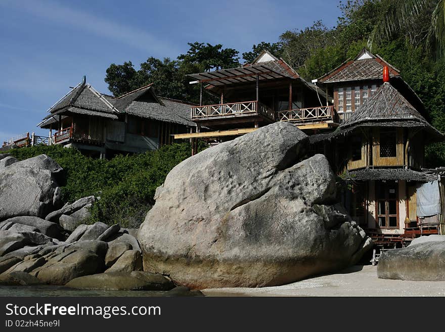 Bungalow on rocky coast