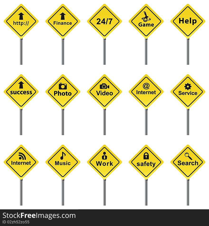 Set of traffic signs.