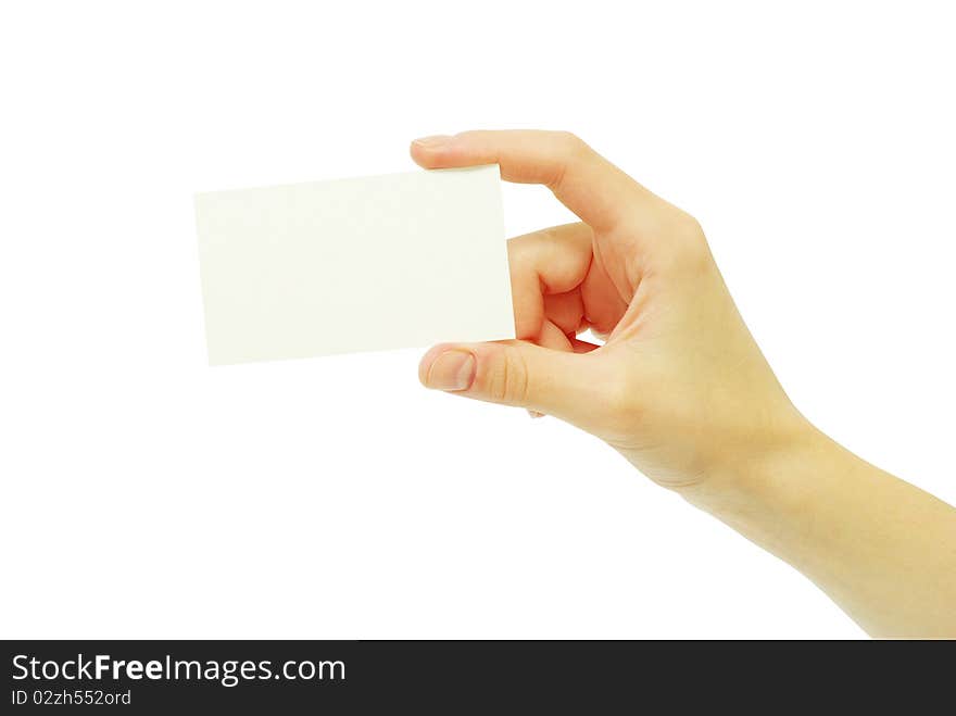 Card blanks in a hand on white background. Card blanks in a hand on white background