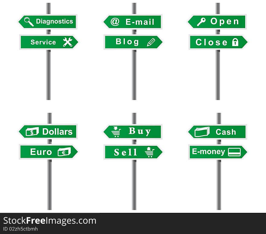 Set of arrows and signs. Vector format.