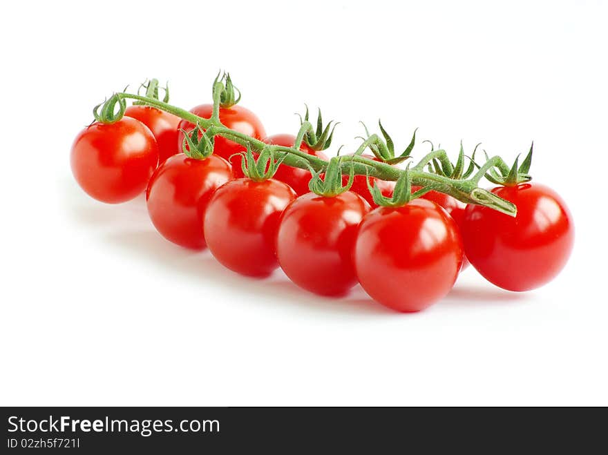 Cherry tomatoes isolated on a  white background