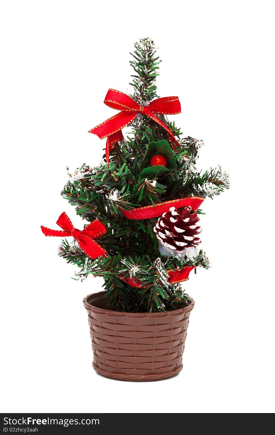 A small Christmas tree on a white background