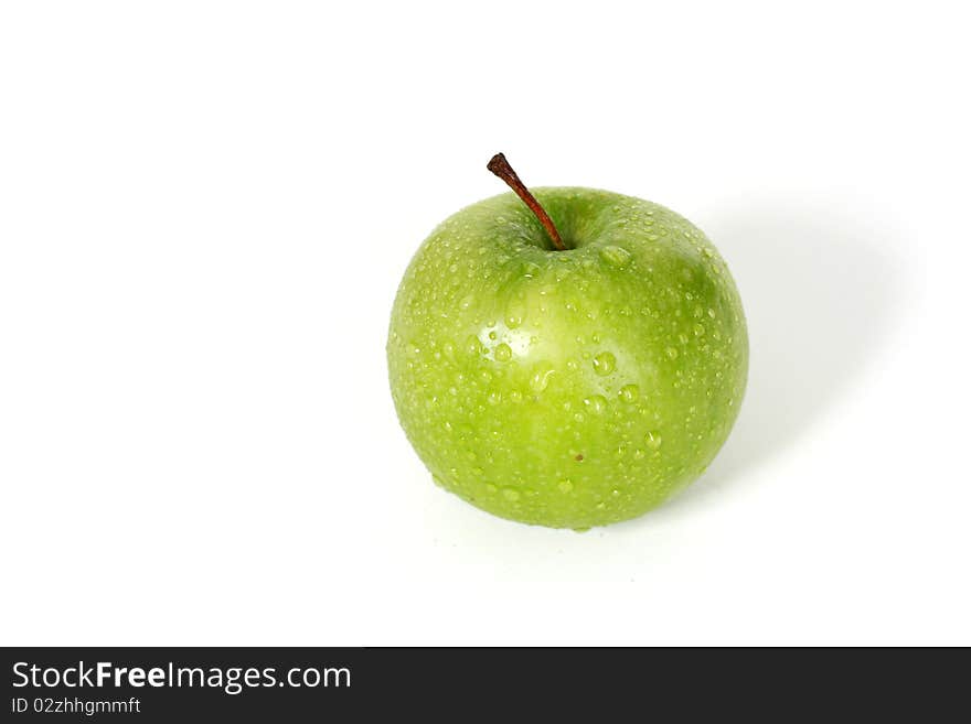 Green apple on white background