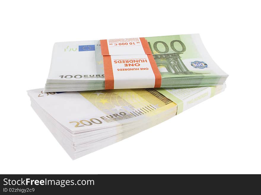 Packs of banknotes of euro