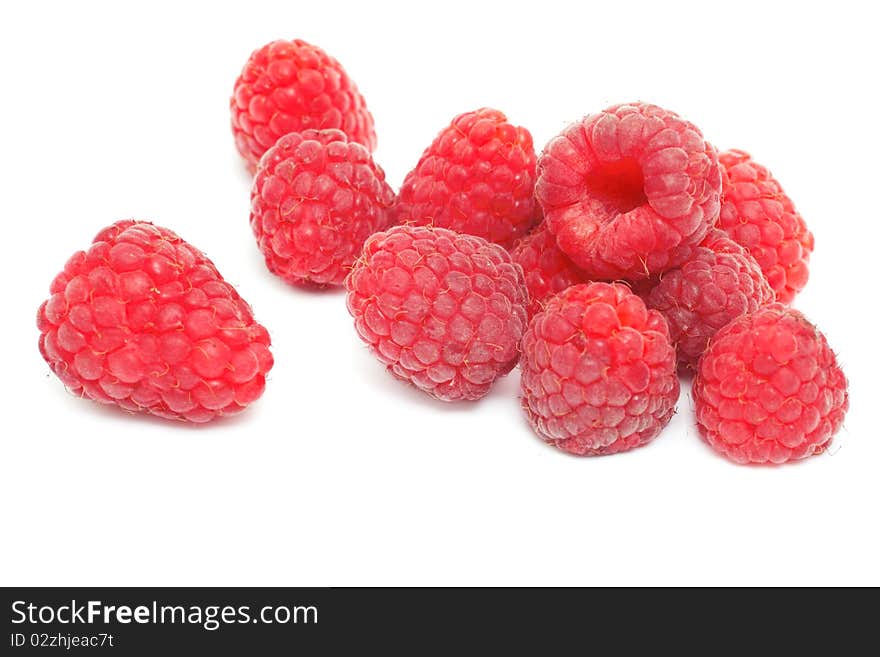 Fresh raspberries isolated on white